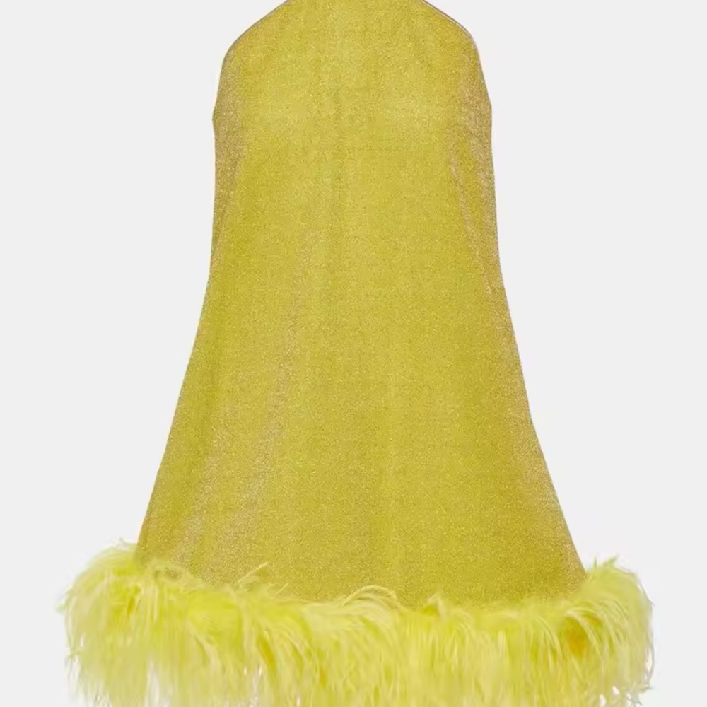 COPY - Yellow Feather Trim Dress